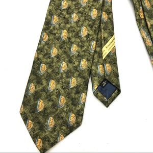 Ermenegildo Zegna 100% Silk Green Printed Tie